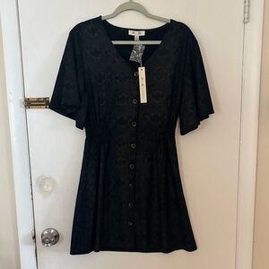 She + Sky Charcoal Snakeskin V-Neck Mini Dress